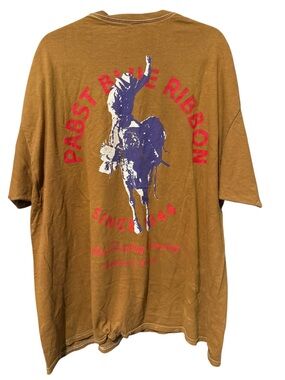 Pabst Blue Ribbon Men's Short-Sleeve Crewneck Tee in Brown